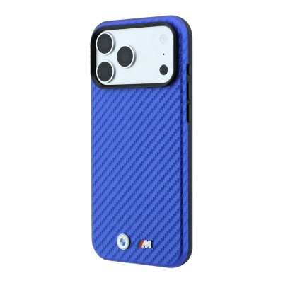Apple iPhone 18 Pro Case BMW Original Licensed M-safe Charging Enabled PU Carbon Design Metal Logo Cover - 10