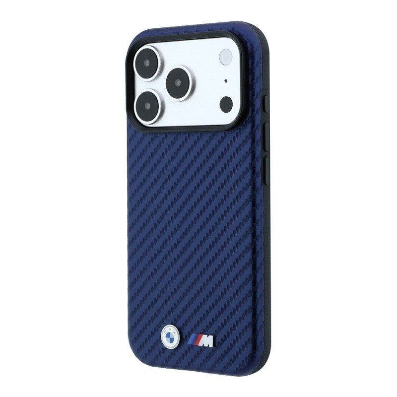 Apple iPhone 18 Pro Case BMW Original Licensed M-safe Charging Enabled PU Carbon Design Metal Logo Cover - 16