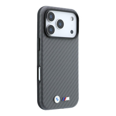Apple iPhone 18 Pro Case BMW Original Licensed M-safe Charging Enabled PU Carbon Design Metal Logo Cover - 36