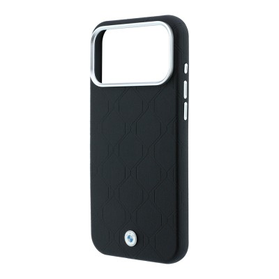 Apple iPhone 18 Pro Case BMW Original Licensed M-safe Charging Feature Metal Logo Embossed Quilted Leather Cover - 6
