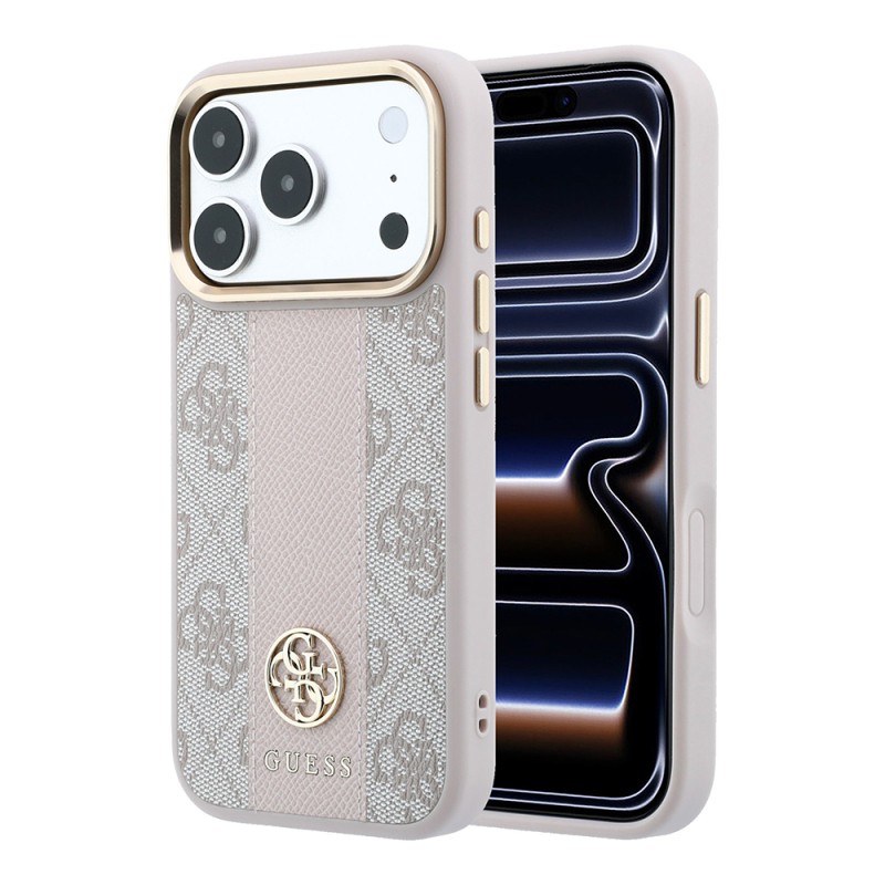 Apple iPhone 18 Pro Case – Genuine Licensed Guess – Leather with 4G Pattern, Stripe, and Logo – MagSafe Charging Compatible - 4
