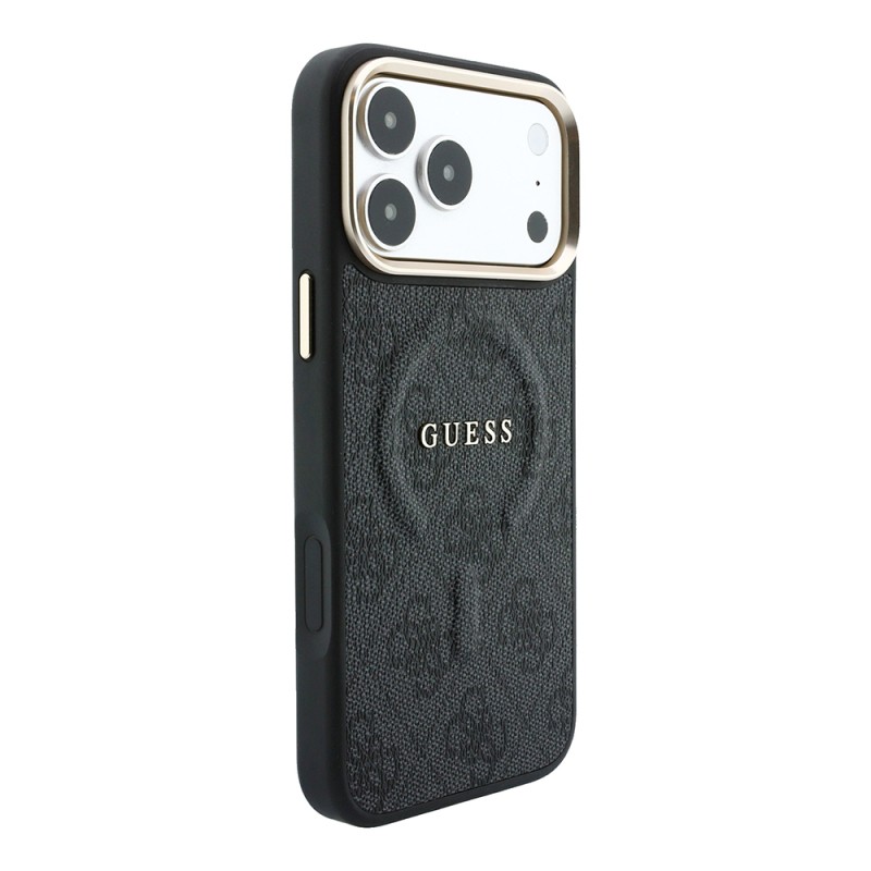 Apple iPhone 18 Pro Case – Genuine Licensed Guess – MagSafe Charging Compatible – Metal Camera Bezel – C-Magnet – 4G Pattern with Logo – Cover - 12