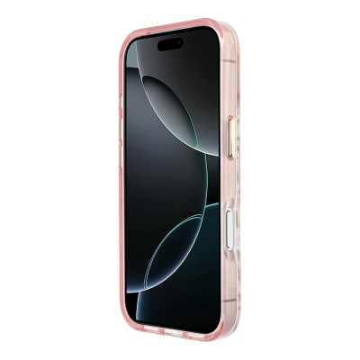 Apple iPhone 18 Pro Case Guess Original Licensed M-safe Charging Enabled Triangle Logo Glitter Leopard Pattern Cover - 15