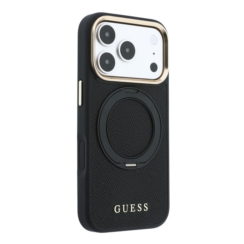 Apple iPhone 18 Pro Case Guess Original Licensed M-Safe Charging Feature Case 360-Degree Rotating Stand PU Material Metal Logo Lettering Cover - 4