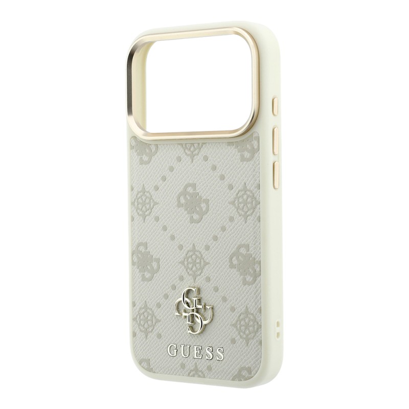 Apple iPhone 18 Pro Case Guess Original Licensed M-safe Charging Feature Classic Text and 4G Logo Peony Leather Cover - 8