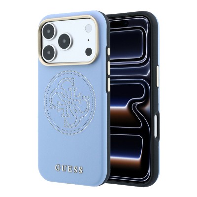 Apple iPhone 18 Pro Case Guess Original Licensed M-safe Charging Feature Enablement PU Perforated Cover 4G and Text Logo Cover - 1