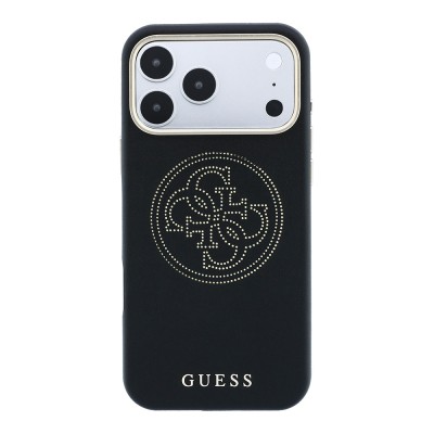 Apple iPhone 18 Pro Case Guess Original Licensed M-safe Charging Feature Enablement PU Perforated Cover 4G and Text Logo Cover - 13