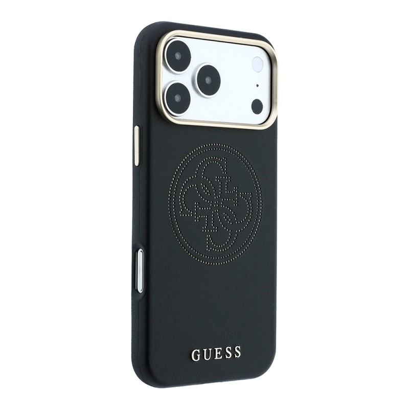 Apple iPhone 18 Pro Case Guess Original Licensed M-safe Charging Feature Enablement PU Perforated Cover 4G and Text Logo Cover - 14