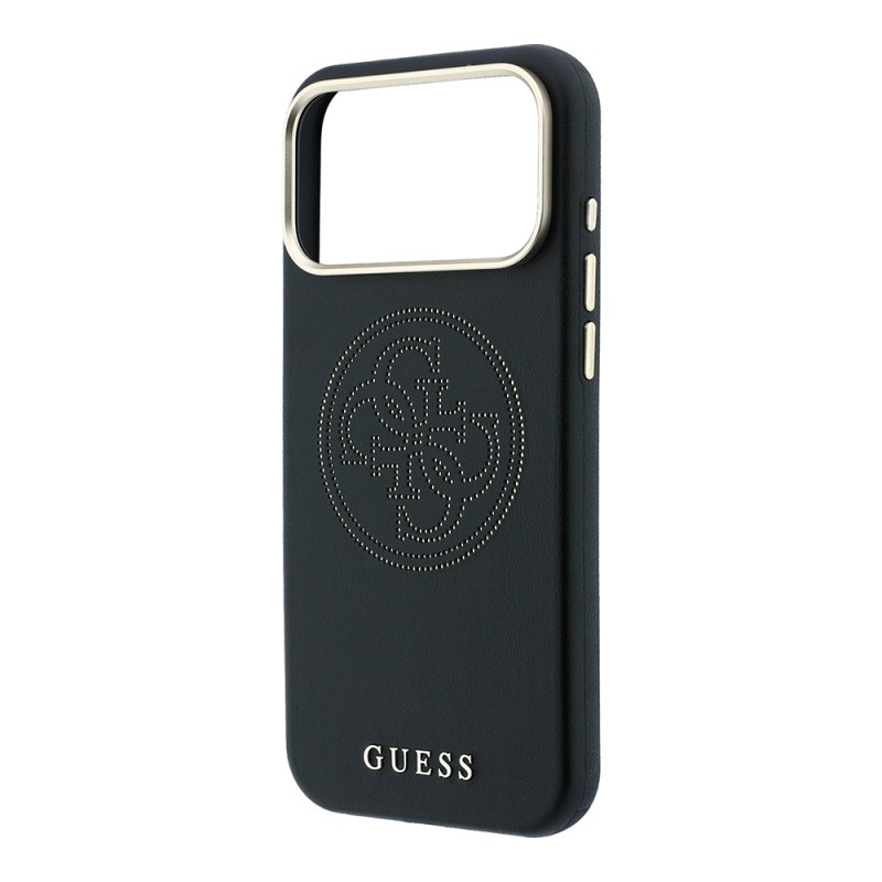 Apple iPhone 18 Pro Case Guess Original Licensed M-safe Charging Feature Enablement PU Perforated Cover 4G and Text Logo Cover - 16
