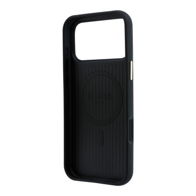 Apple iPhone 18 Pro Case Guess Original Licensed M-safe Charging Feature Enablement PU Perforated Cover 4G and Text Logo Cover - 17