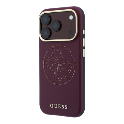 Apple iPhone 18 Pro Case Guess Original Licensed M-safe Charging Feature Enablement PU Perforated Cover 4G and Text Logo Cover - 19