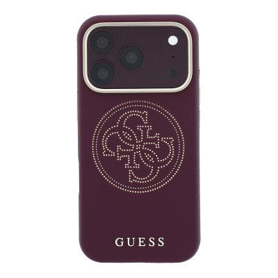 Apple iPhone 18 Pro Case Guess Original Licensed M-safe Charging Feature Enablement PU Perforated Cover 4G and Text Logo Cover - 20