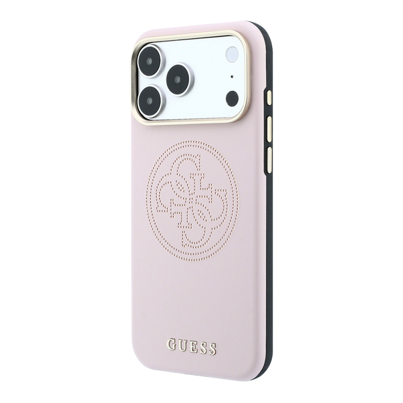 Apple iPhone 18 Pro Case Guess Original Licensed M-safe Charging Feature Enablement PU Perforated Cover 4G and Text Logo Cover - 26