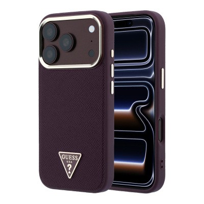  Apple iPhone 18 Pro Case Guess Original Licensed M-safe Charging Feature Grained Triangle Cover - 2