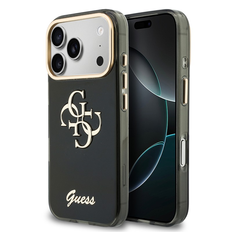 Apple iPhone 18 Pro Case Guess Original Licensed Silicone Cover with Large Metal Logo and Text/4G Design. - 3