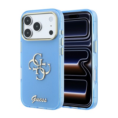 Apple iPhone 18 Pro Case Guess Original Licensed Silicone Cover with Large Metal Logo and Text/4G Design. - 1