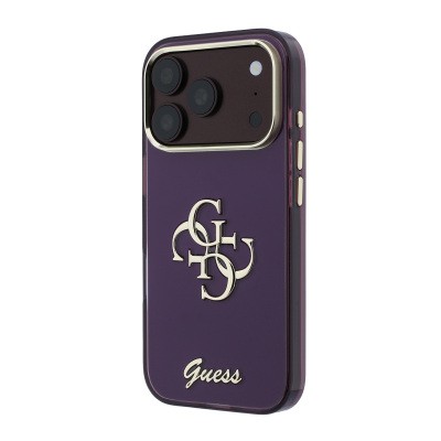 Apple iPhone 18 Pro Case Guess Original Licensed Silicone Cover with Large Metal Logo and Text/4G Design. - 28