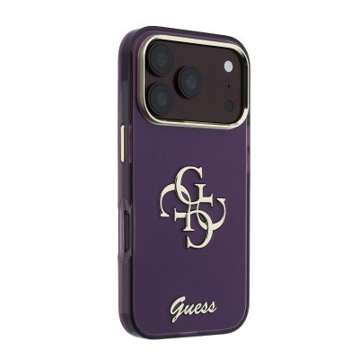 Apple iPhone 18 Pro Case Guess Original Licensed Silicone Cover with Large Metal Logo and Text/4G Design. - 30