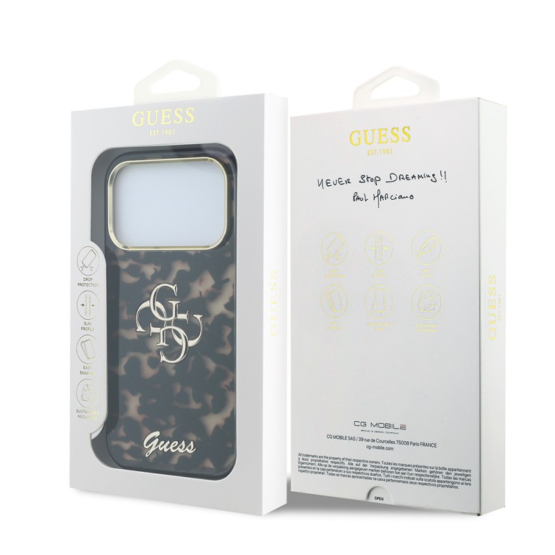 Apple iPhone 18 Pro Case Guess Original Licensed Silicone Cover with Large Metal Logo and Text/4G Design. - 41