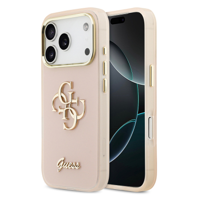 Apple iPhone 18 Pro Case Guess Original Licensed Silicone Cover with Large Metal Logo and Text/4G Design. - 5
