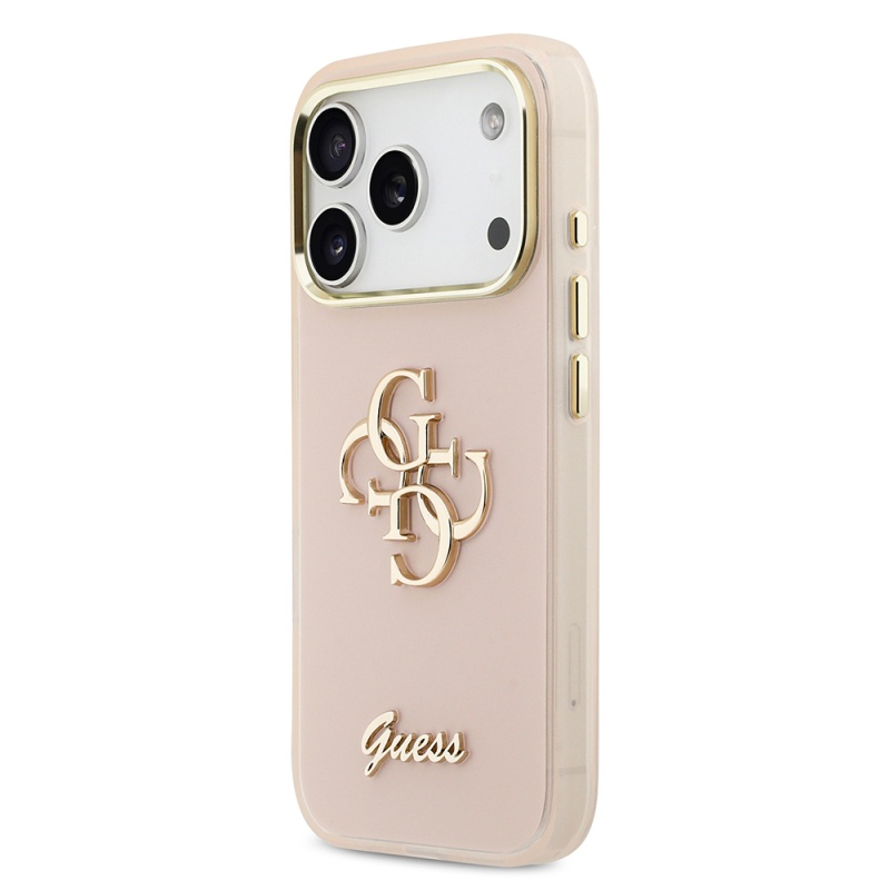 Apple iPhone 18 Pro Case Guess Original Licensed Silicone Cover with Large Metal Logo and Text/4G Design. - 42