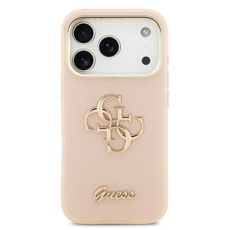 Apple iPhone 18 Pro Case Guess Original Licensed Silicone Cover with Large Metal Logo and Text/4G Design. - 43