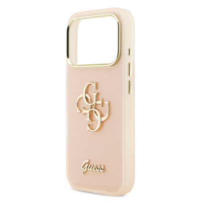 Apple iPhone 18 Pro Case Guess Original Licensed Silicone Cover with Large Metal Logo and Text/4G Design. - 46