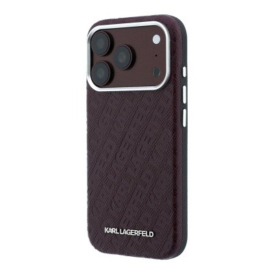 Apple iPhone 18 Pro Case – Karl Lagerfeld Officially Licensed Grained PU Leather Cover with Embossed Metal Logo Lettering - 2