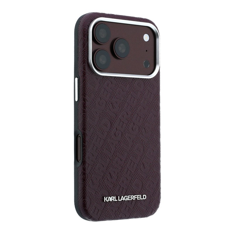 Apple iPhone 18 Pro Case – Karl Lagerfeld Officially Licensed Grained PU Leather Cover with Embossed Metal Logo Lettering - 4