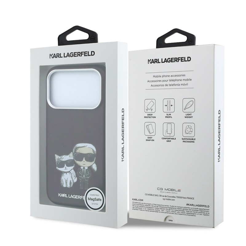 Apple iPhone 18 Pro Case – Karl Lagerfeld Officially Licensed M-Safe Charging Compatible K&C Bodies Sketch PU Cover - 8