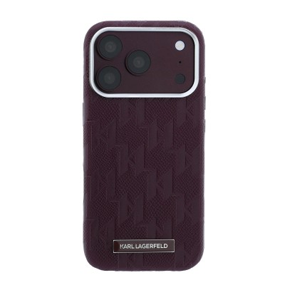 Apple iPhone 18 Pro Case Karl Lagerfeld Original Licensed M-safe Charging Enabled KL Lettering Hot Stamp Cover - 3
