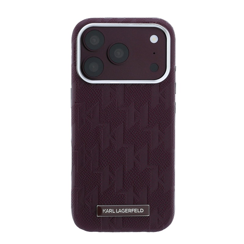 Apple iPhone 18 Pro Case Karl Lagerfeld Original Licensed M-safe Charging Enabled KL Lettering Hot Stamp Cover - 3