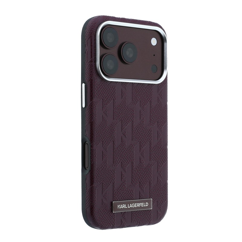 Apple iPhone 18 Pro Case Karl Lagerfeld Original Licensed M-safe Charging Enabled KL Lettering Hot Stamp Cover - 4