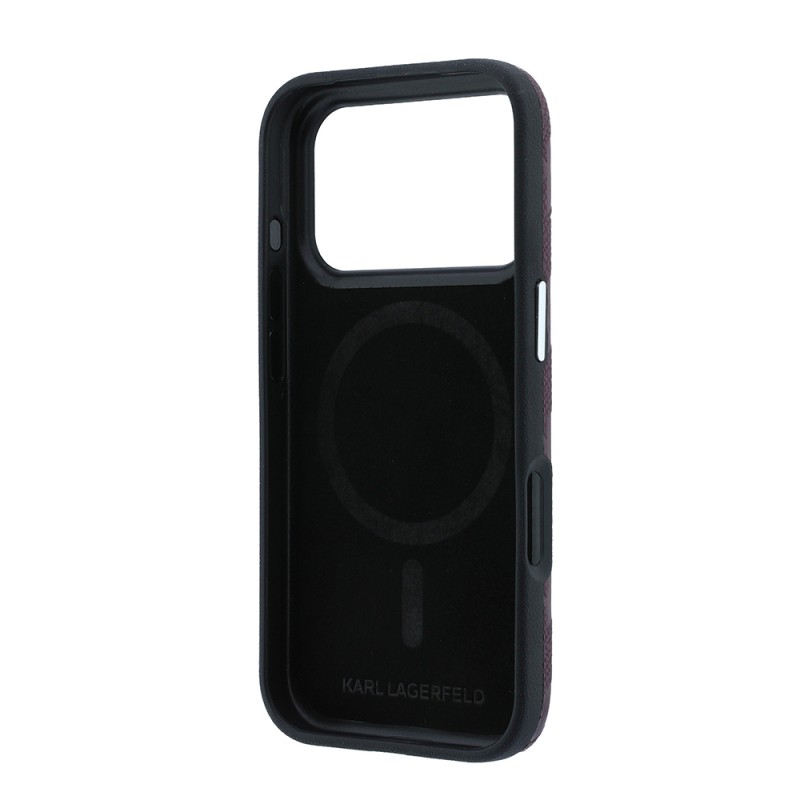 Apple iPhone 18 Pro Case Karl Lagerfeld Original Licensed M-safe Charging Enabled KL Lettering Hot Stamp Cover - 7