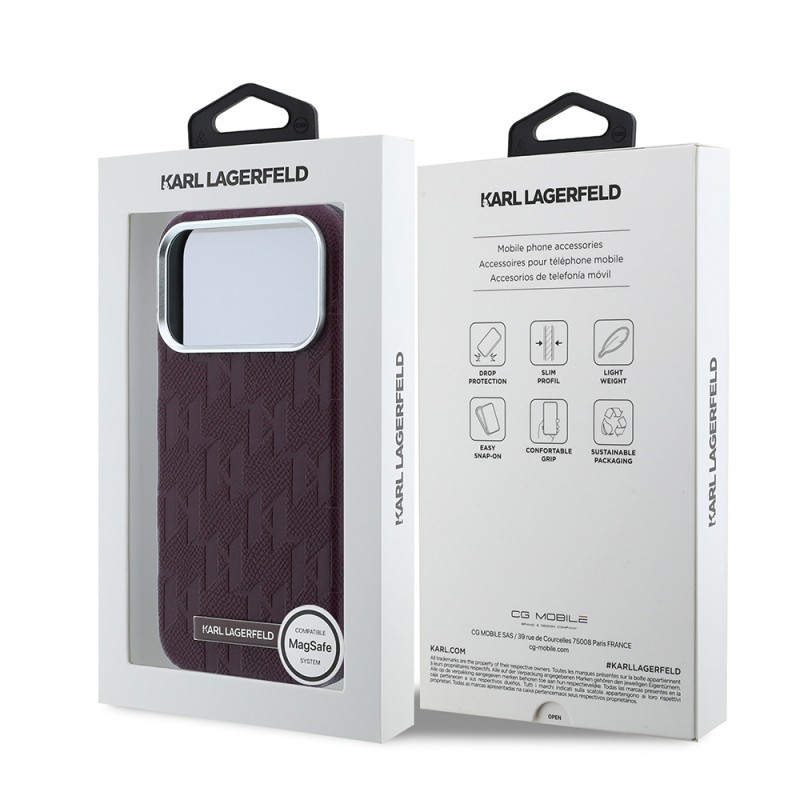 Apple iPhone 18 Pro Case Karl Lagerfeld Original Licensed M-safe Charging Enabled KL Lettering Hot Stamp Cover - 8