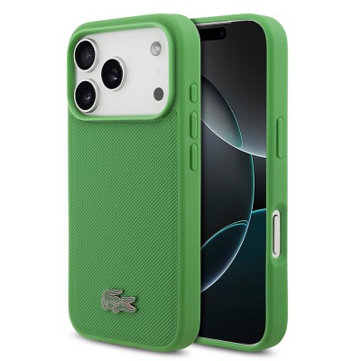 Apple iPhone 18 Pro Case, Lacoste Original Licensed, M-safe Charging Feature, PU Piqué Patterned Cover with Metal Logo. - 2