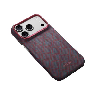 Apple iPhone 18 Pro Case M-safe Charging Enabled Aramid Carbon Fiber Pitaka Argyle Series Cover - 16
