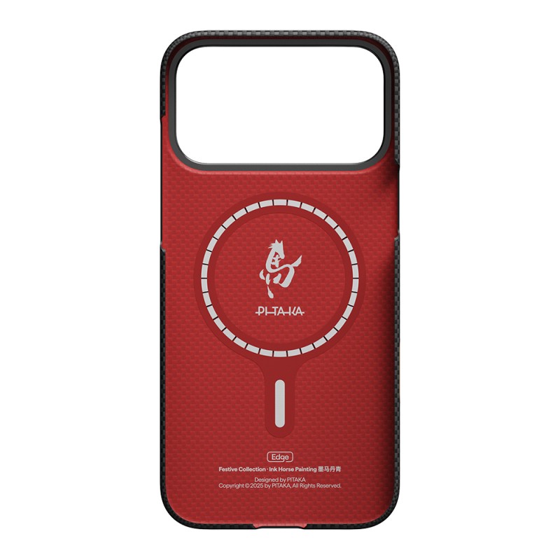 Apple iPhone 18 Pro Case M-safe Charging Enabled Aramid Fiber Pitaka Horse Painting Series Cover - 21