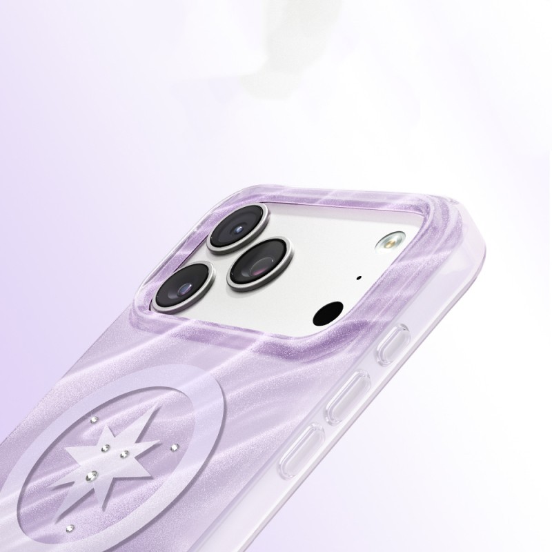 Apple iPhone 18 Pro Case M-Safe Charging Enabled Original Swarovski Crystal Embellished Zore Paris Rovix Hard PC Cover - 10
