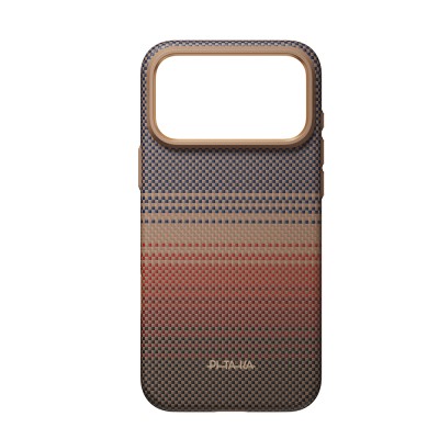 Apple iPhone 18 Pro Case M-safe Charging Enabled Pitaka Tactile Woven Sunset-Moonrise Aramid Series Summa Cover - 3