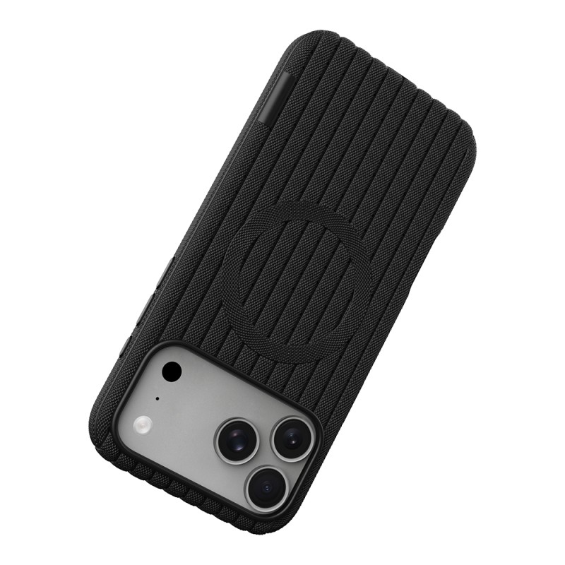 Apple iPhone 18 Pro Case M-Safe Charging Feature Striped Fabric Texture Zore Paris Lorin Cover - 17