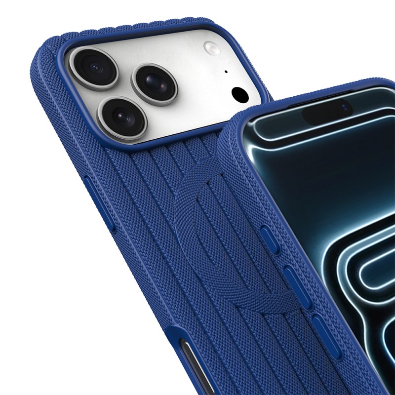 Apple iPhone 18 Pro Case M-Safe Charging Feature Striped Fabric Texture Zore Paris Lorin Cover - 42