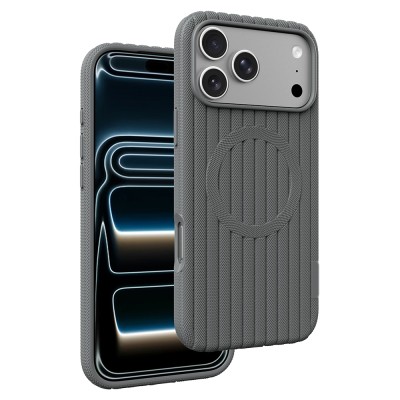 Apple iPhone 18 Pro Case M-Safe Charging Feature Striped Fabric Texture Zore Paris Lorin Cover - 56
