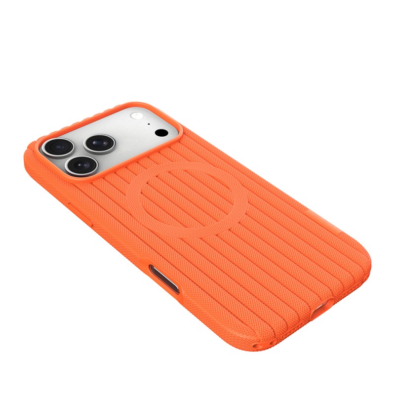 Apple iPhone 18 Pro Case M-Safe Charging Feature Striped Fabric Texture Zore Paris Lorin Cover - 51