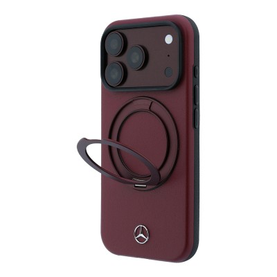 Apple iPhone 18 Pro Case Mercedes Benz Original Licensed M-safe Charging Enabled 360 Degree Rotating Stand PU Metal Logo Cover - 2