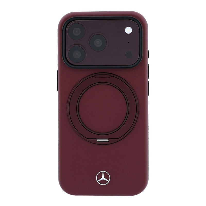 Apple iPhone 18 Pro Case Mercedes Benz Original Licensed M-safe Charging Enabled 360 Degree Rotating Stand PU Metal Logo Cover - 3