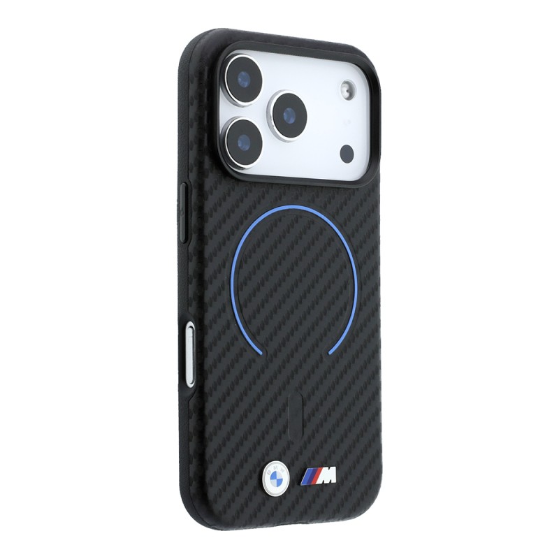 Apple iPhone 18 Pro Case Original Licensed BMW M-Safe Charging Feature PU Metal Logo and Red Ring Design Cover - 12