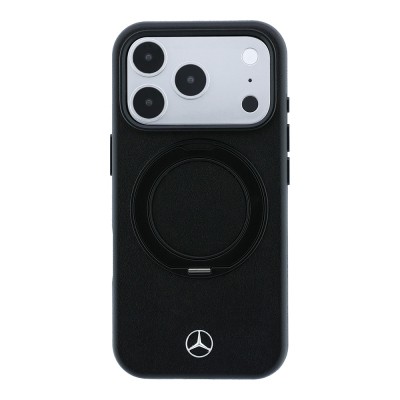 Apple iPhone 18 Pro Case Original Licensed Mercedes-Benz M-Safe Charging Feature Metal Logo 360 Degree Rotating Stand PU Cover - 3