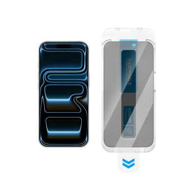 Apple iPhone 18 Pro CaseWorld Applicator Serisi 2.5D Eyesafe Mavi Işık Teknolojili 0.33mm Privacy Temperli Cam Ekran Koruyucu + Uygulama Aparatı - CaseWorld