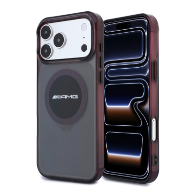 Apple iPhone 18 Pro Kılıf AMG Orjinal Lisanslı M-safe Şarj Özellikli Transparan IML Baskı Logolu Bicolor Block Kapak - AMG
